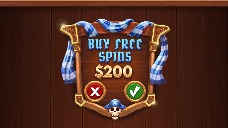 Buy free spins menu in pirate slot game