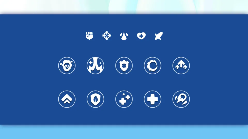 Game ability icons set with skills and power symbols