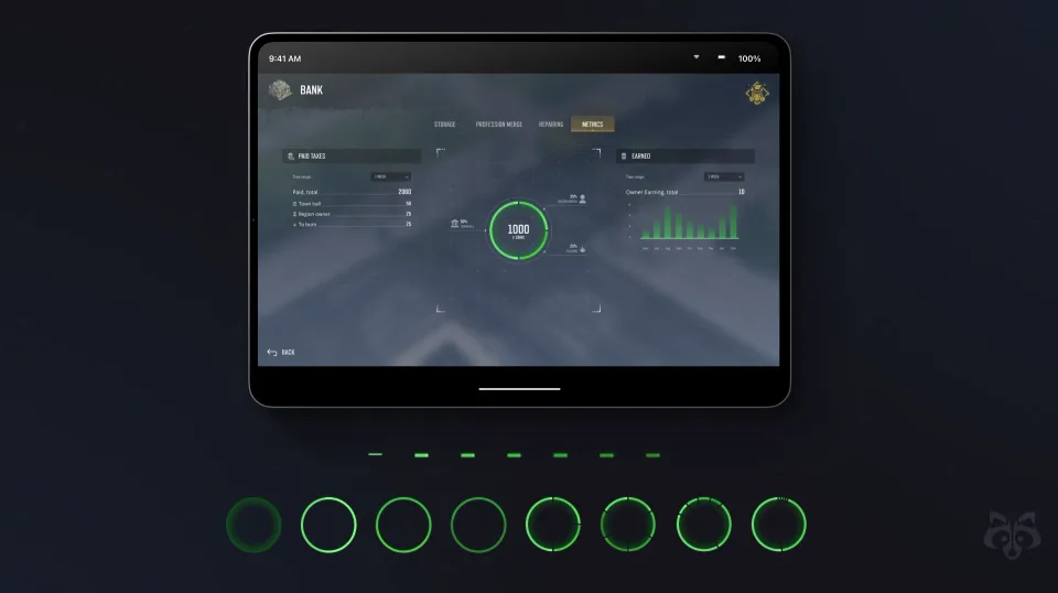 Wild Rage UI UX tablet gameplay interface dashboard