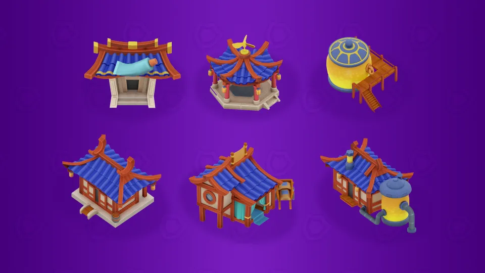 Traditional Japanese building assets for Brawl Stars Kenji update.