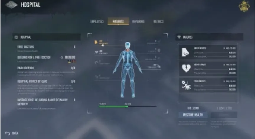 Hospital management screen