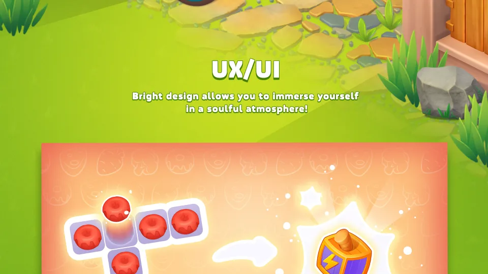 game UX UI interface with colorful puzzle elements
