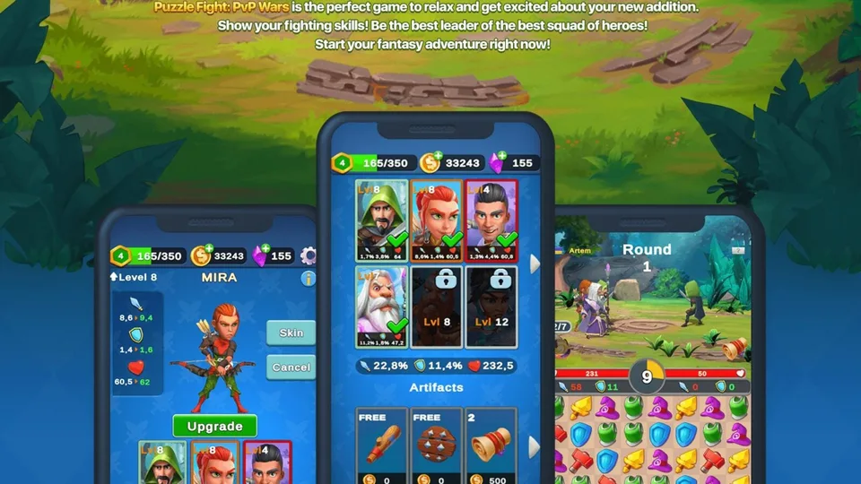 Puzzle Fight gameplay interface characters and match 3