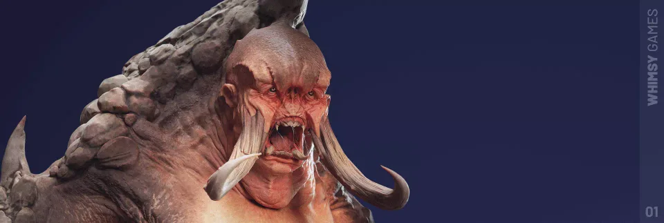 Wild Rage monster character tusks creature model close-up