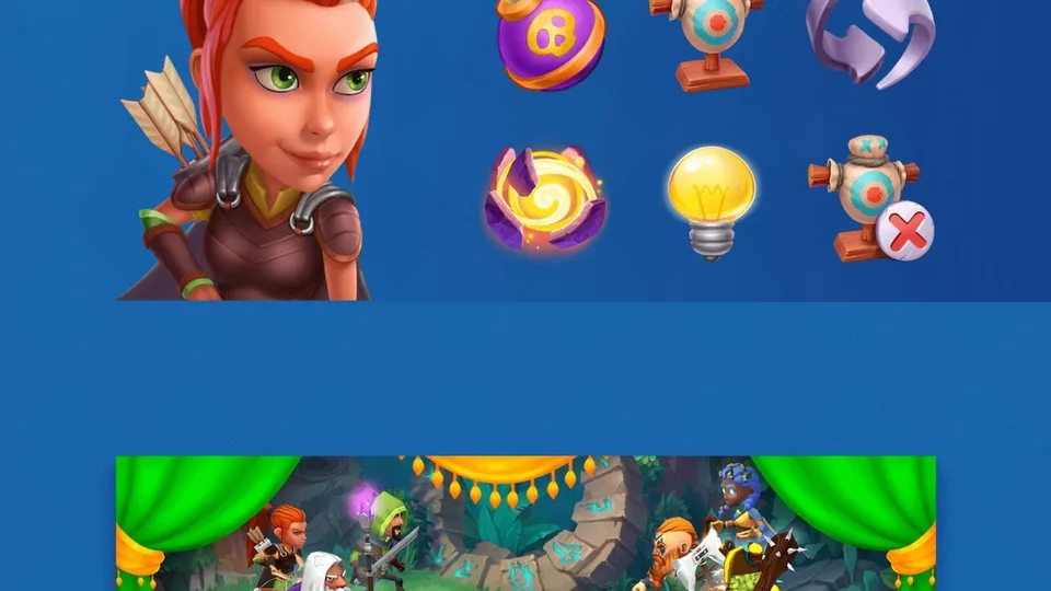 Puzzle Fight archer character and power up icons