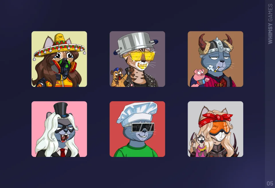 NFT character avatars with stylish outfits and accessories