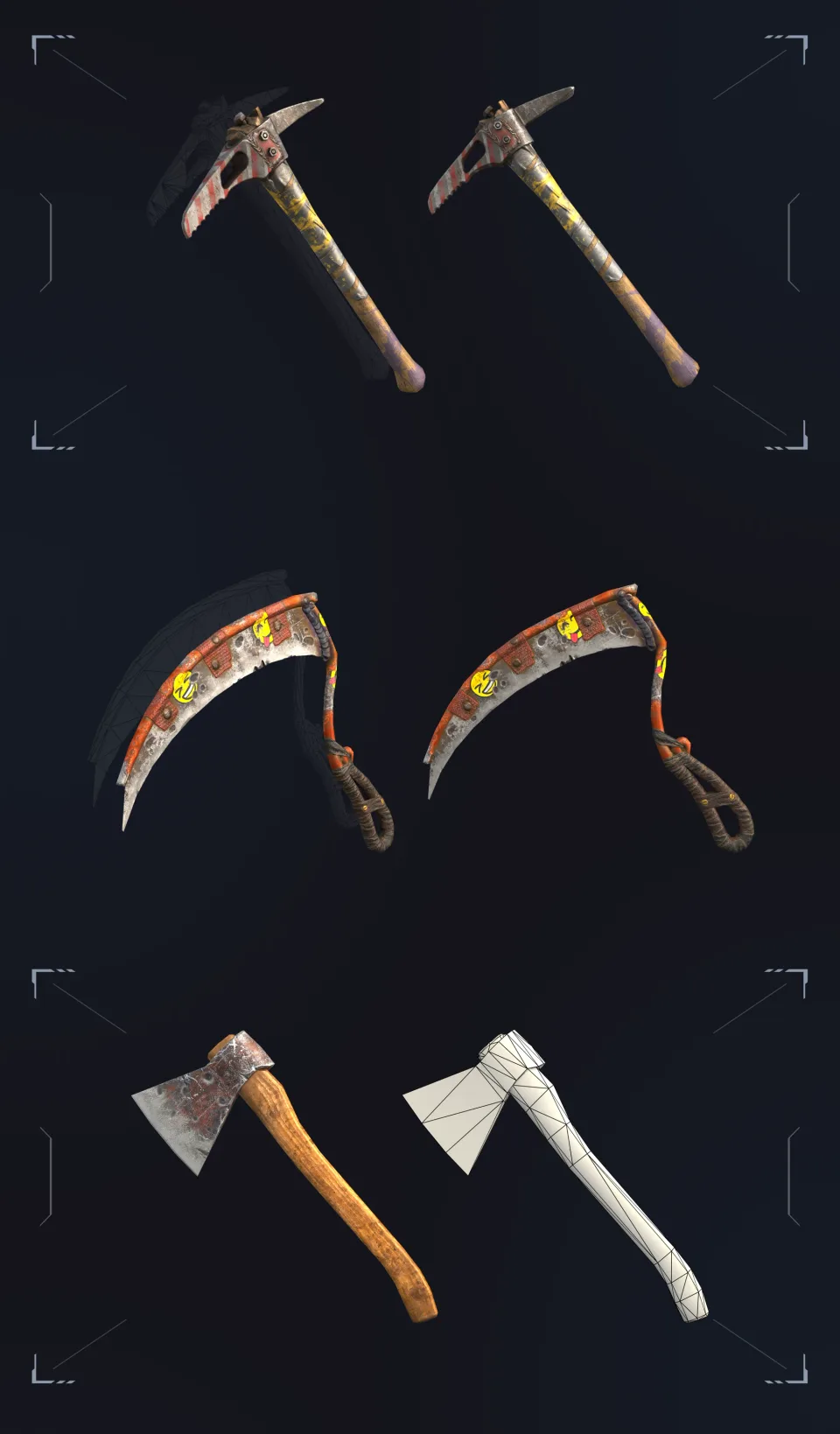 Wild Rage tools pickaxe sickle axe game models