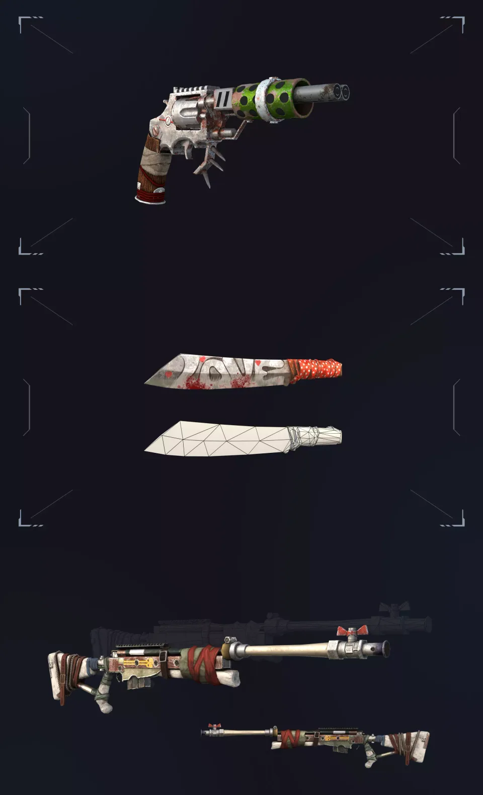 Wild Rage 3D weapons gun melee knife models