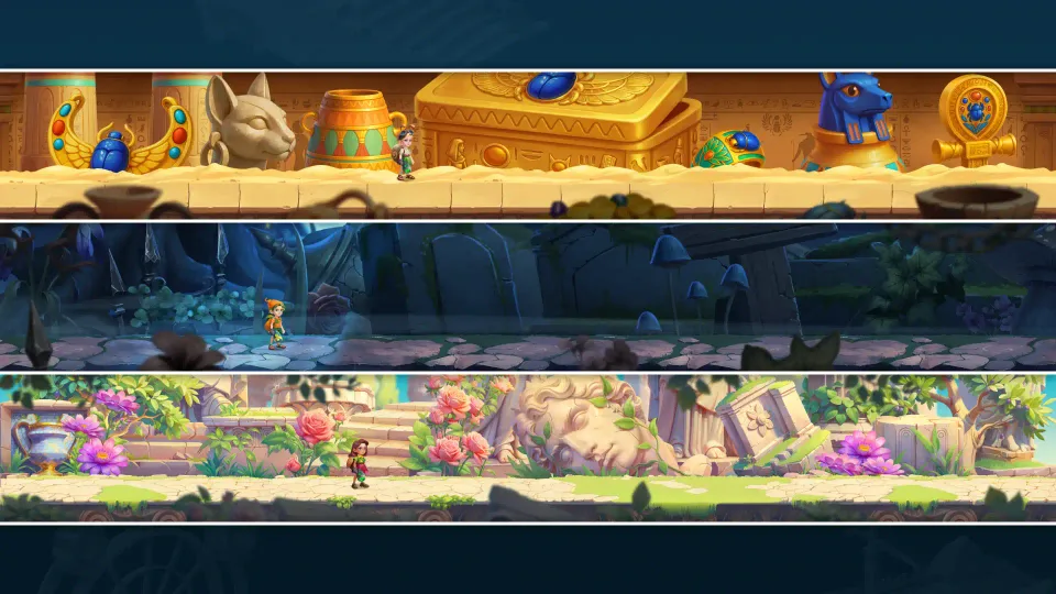 2D platform-style spelling game level with structured layout