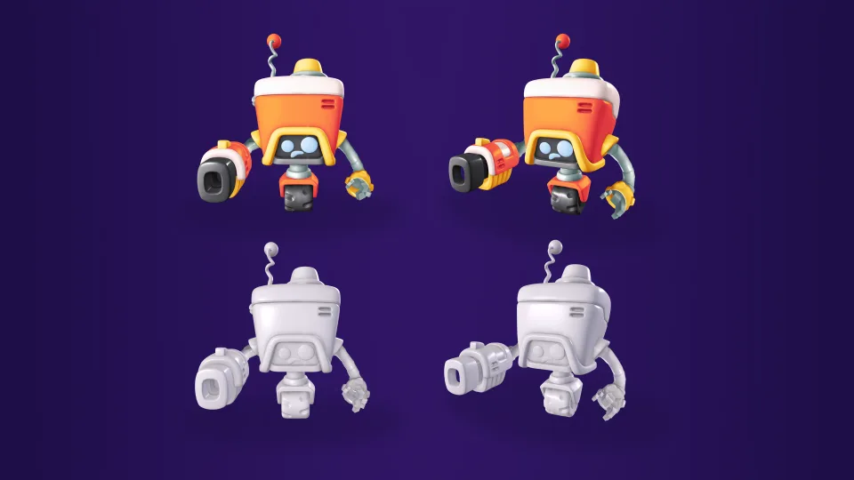 Action and movement animation poses for the Painter Otis brawler skin.