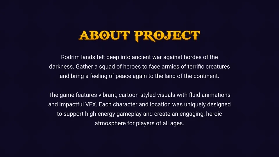 Legends of Rodrim About Project slide