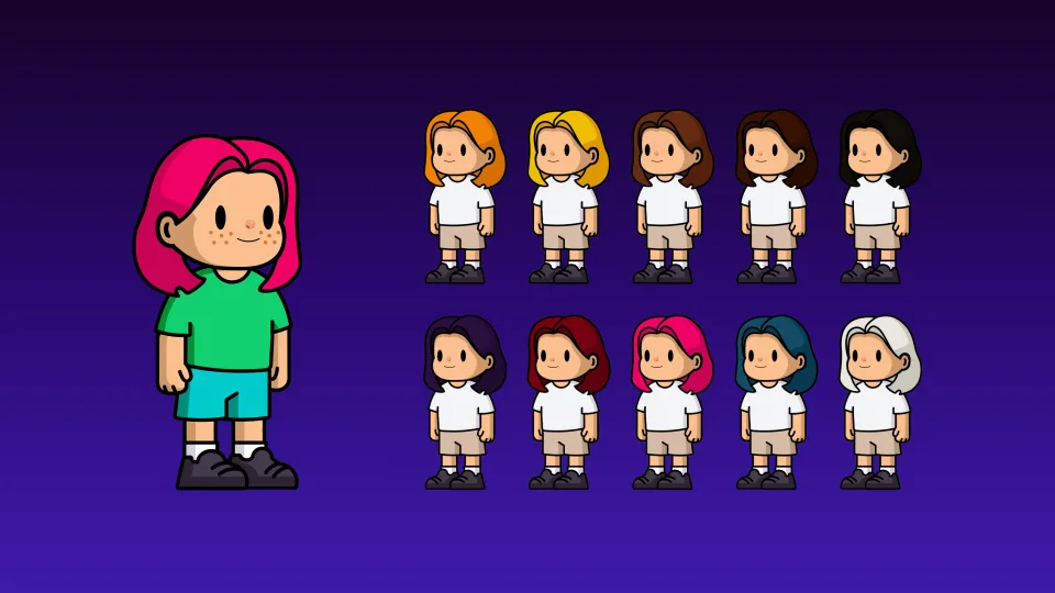 Team of characters in white suits for sci-fi project