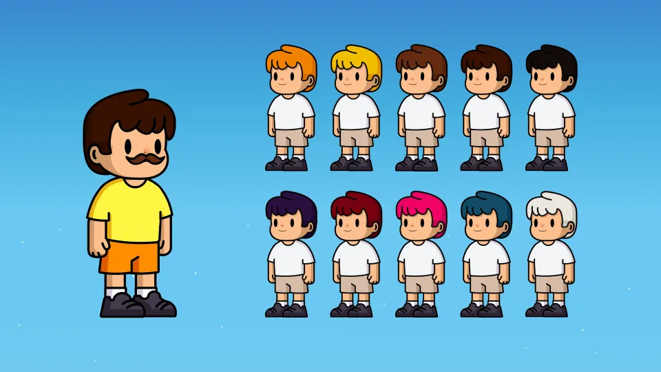 Team of characters in white suits for sci-fi project