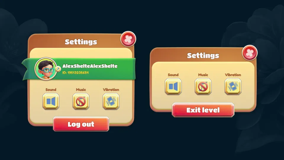 spelling game settings menu UI interface screen