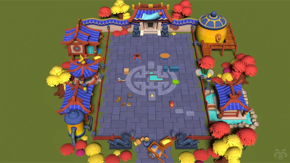 Top view of Kenji's Dojo environment in Brawl Stars.