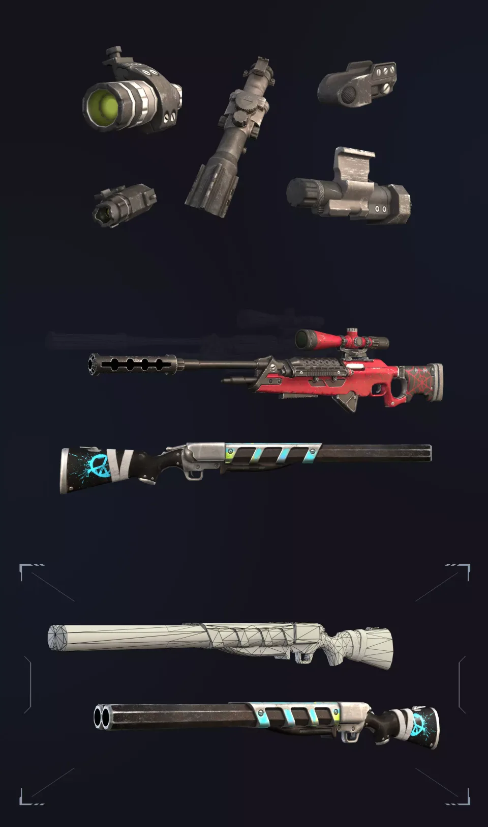 Wild Rage 3D weapons sniper rifles attachments models