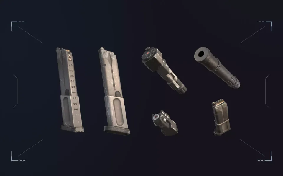 Wild Rage 3D weapon parts magazines components models