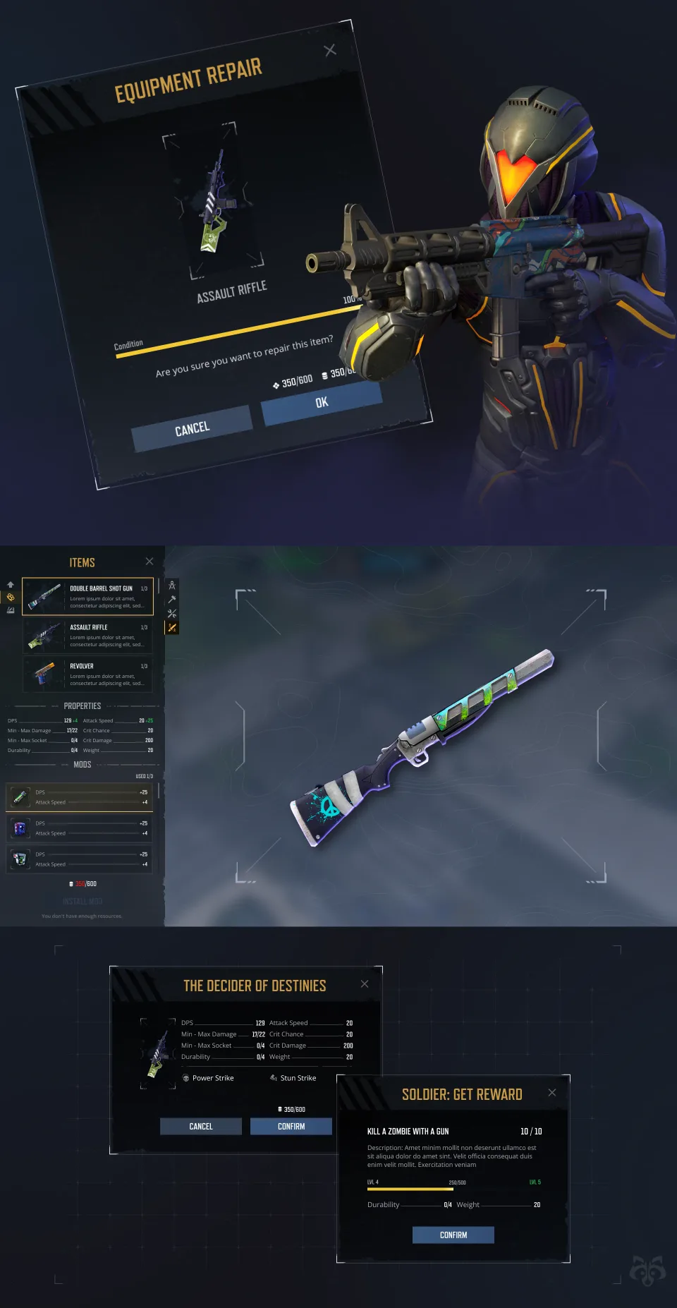 Wild Rage UI UX weapon upgrade repair interface