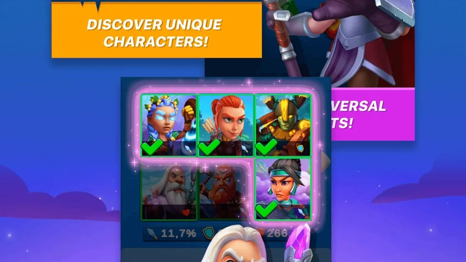 Puzzle Fight character selection discover unique heroes