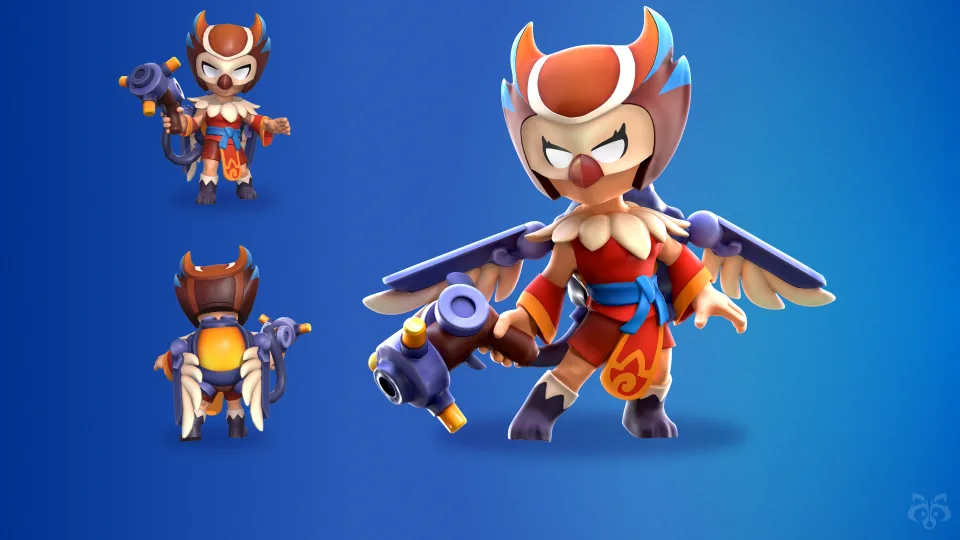 Detailed 3D character turnaround for the legendary brawler Voron.