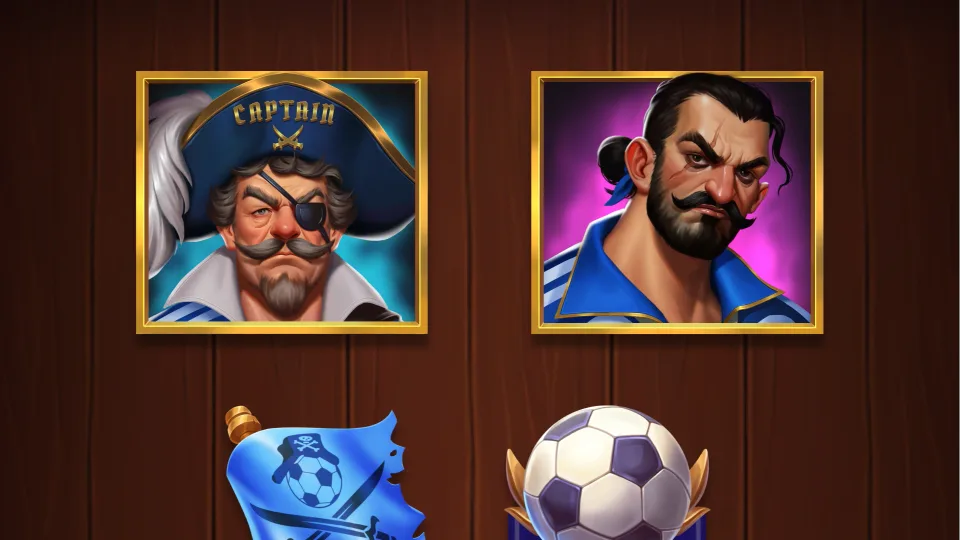 Pirate characters symbol lineup on reels