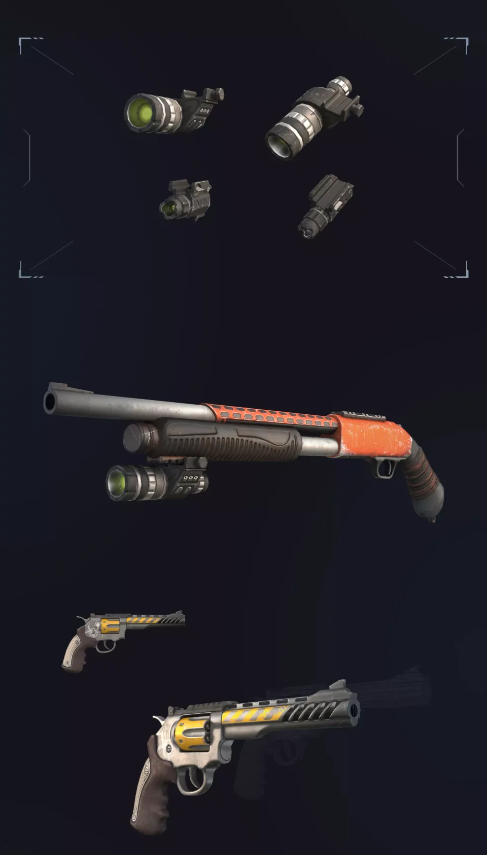Wild Rage 3D weapons shotgun pistol attachments models