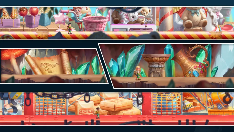 multi-layer game environment with platforms and level structure