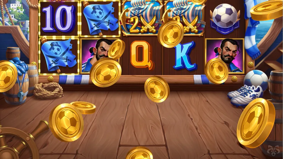 slot game interface with coins and reels animation