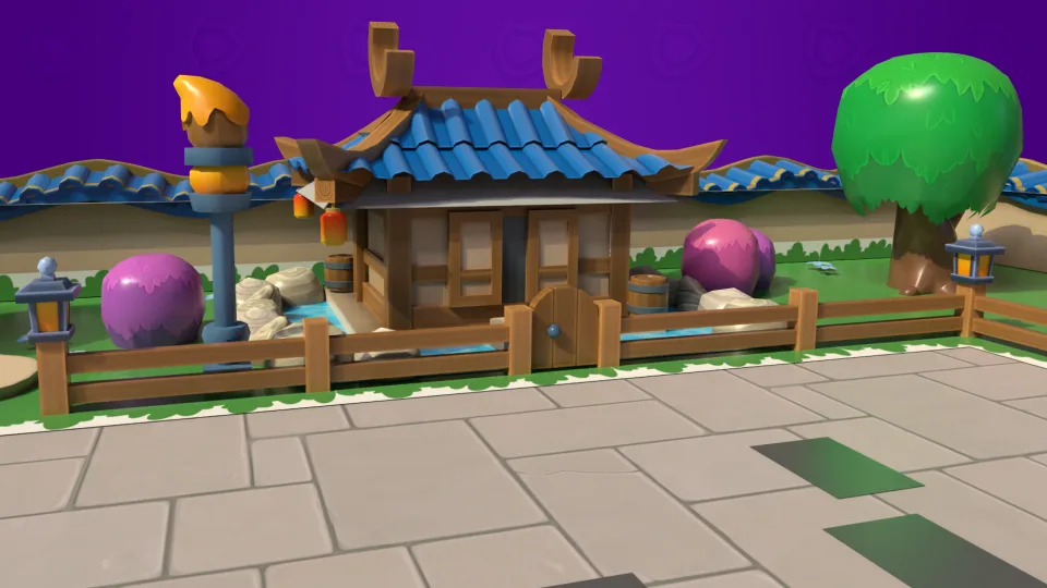 Close-up of Kenji's Dojo 3D environment in Brawl Stars.
