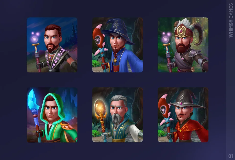 fantasy game character portraits collection with heroes