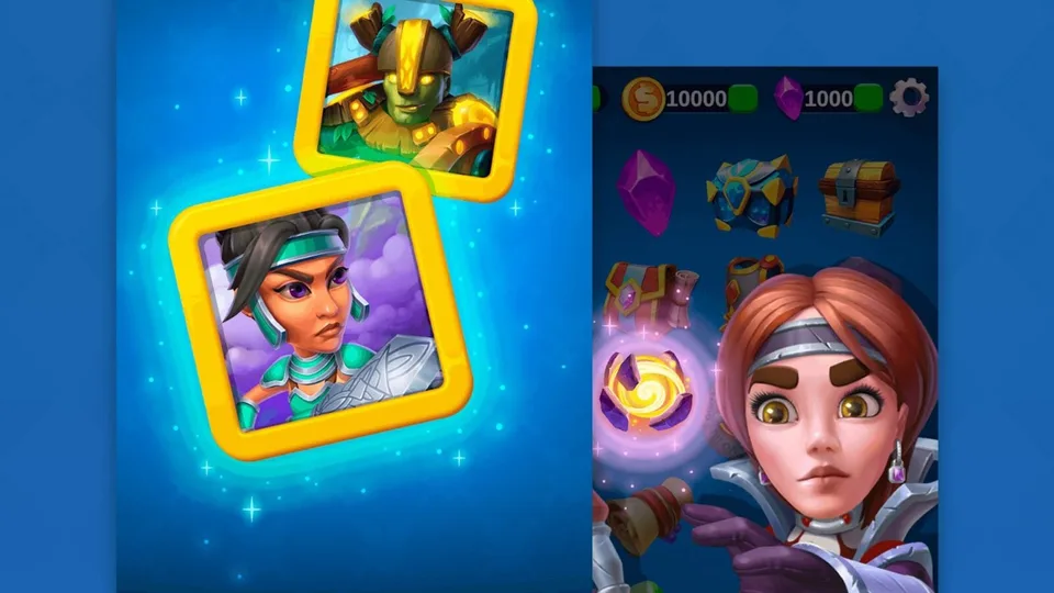 Puzzle Fight hero cards and artifacts gameplay