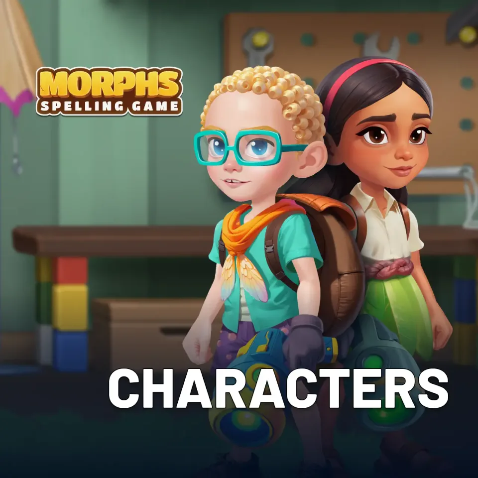 spelling game characters from Morphs educational game