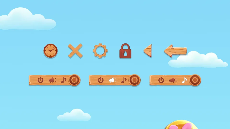 Game UI icons for settings navigation and controls