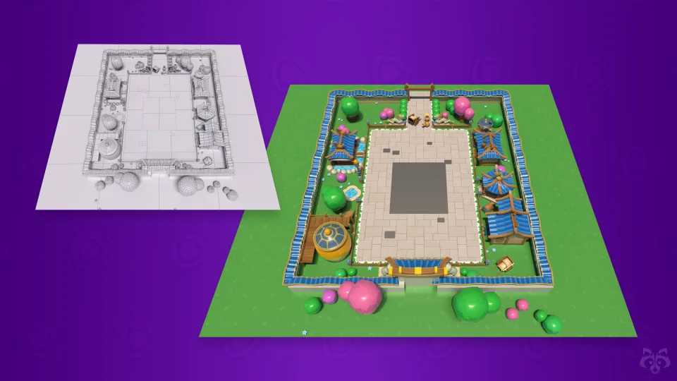 3D concept and final model of Brawl Stars map.
