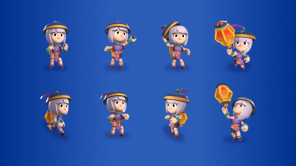 Multiple action poses for a Jiangshi themed brawler character.