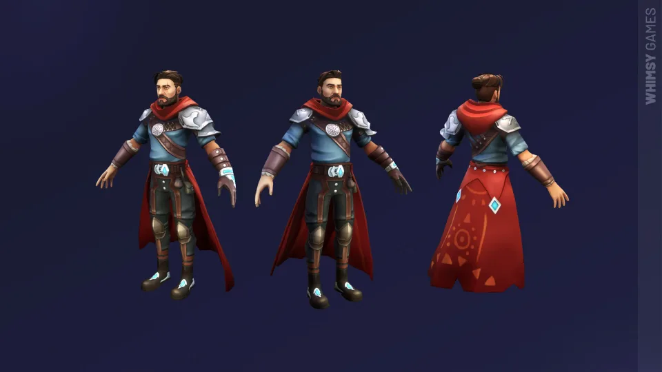 Wild Rage knight character model front side back views