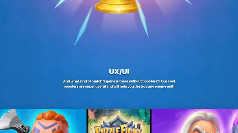 UX/UI design showcase for match-3 mobile game boosters and rewards.