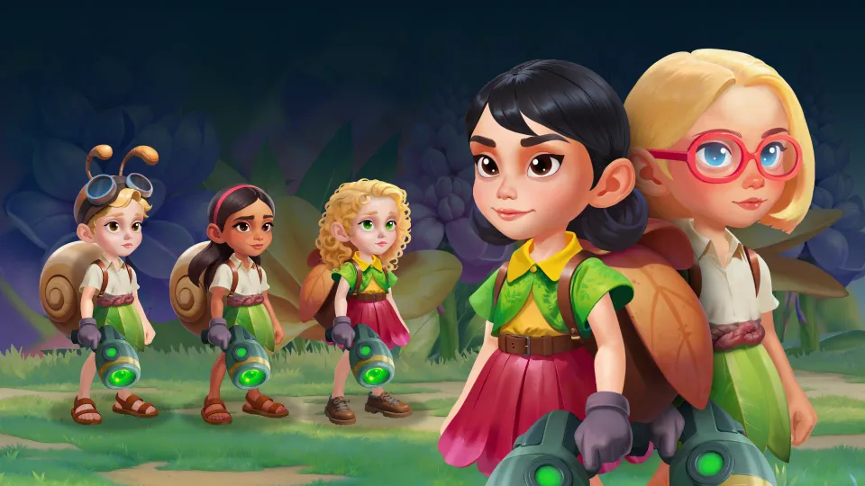Morphs spelling game girl explorer characters