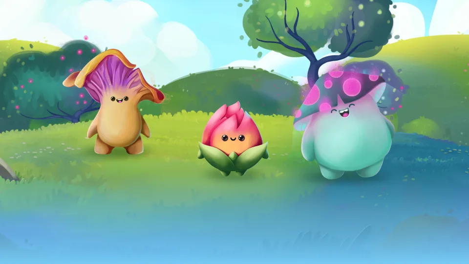 Zeedz cute characters in colorful forest environment