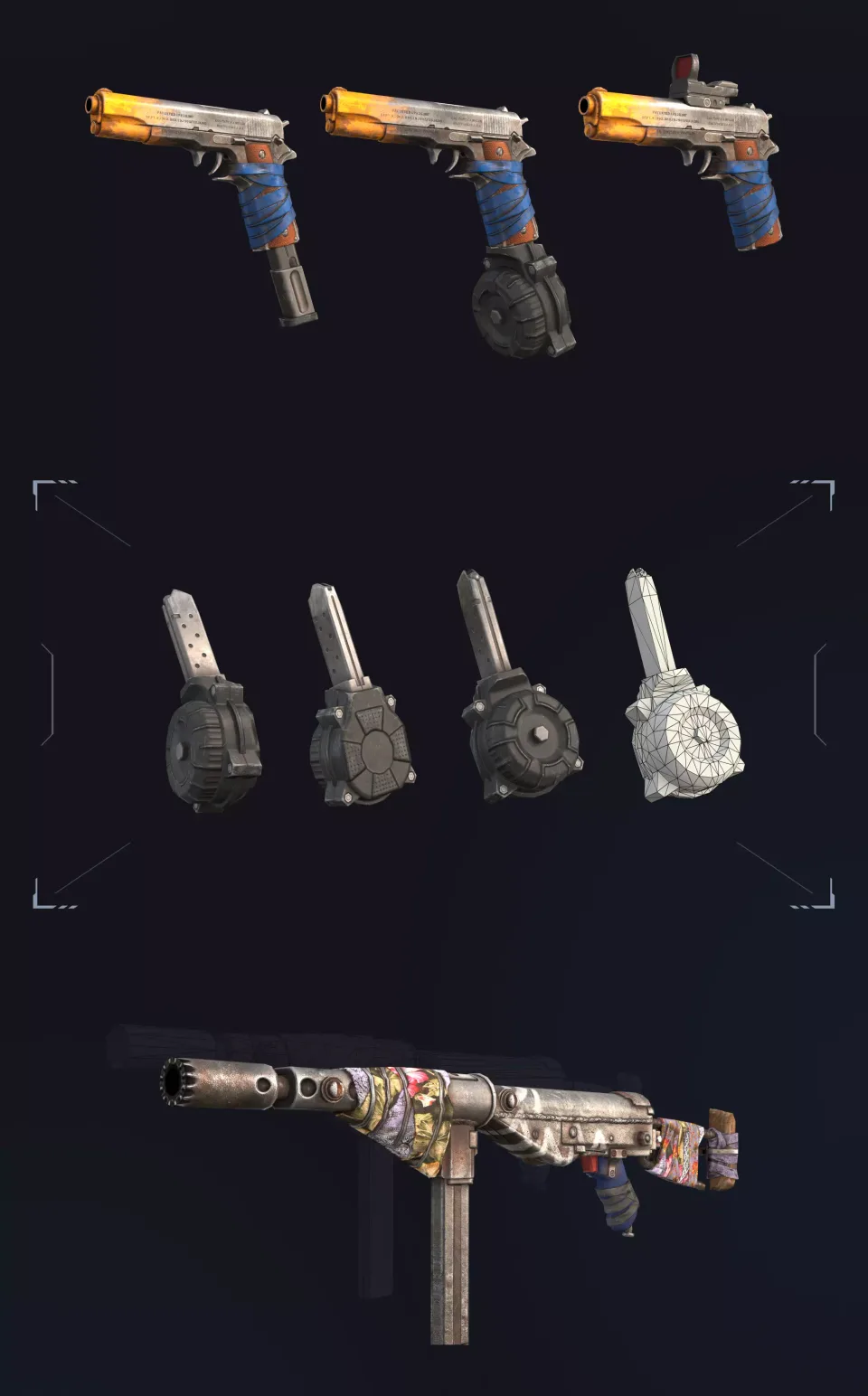 Wild Rage 3D weapons pistols grenades game models