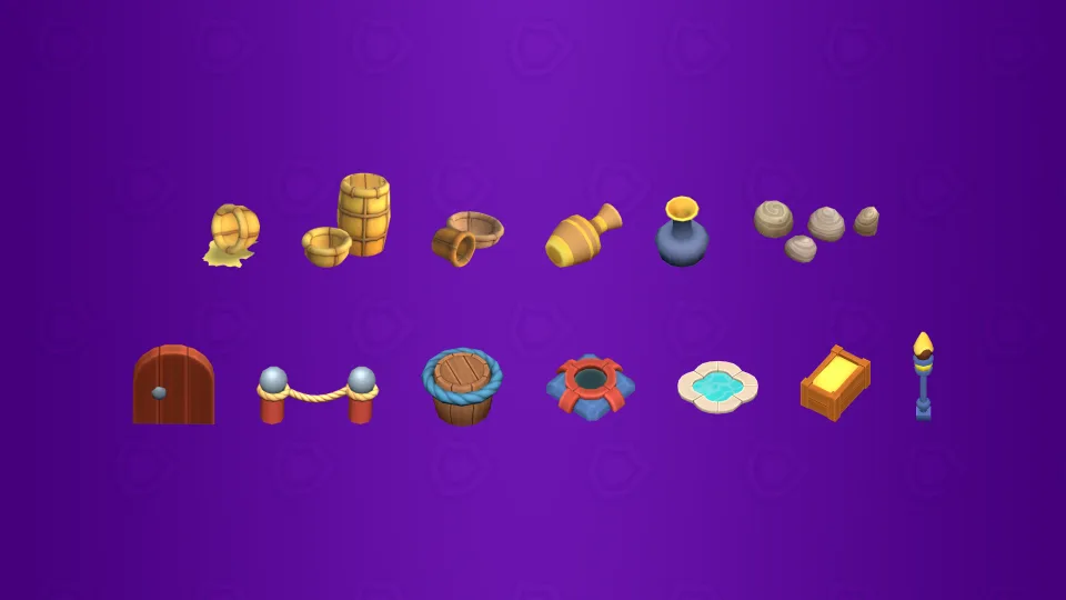 Collection of 3D environmental props for Brawl Stars game.