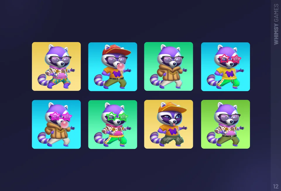 cartoon animal characters with colorful outfits collection