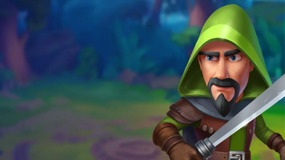 Puzzle Fight PvP character with sword close up