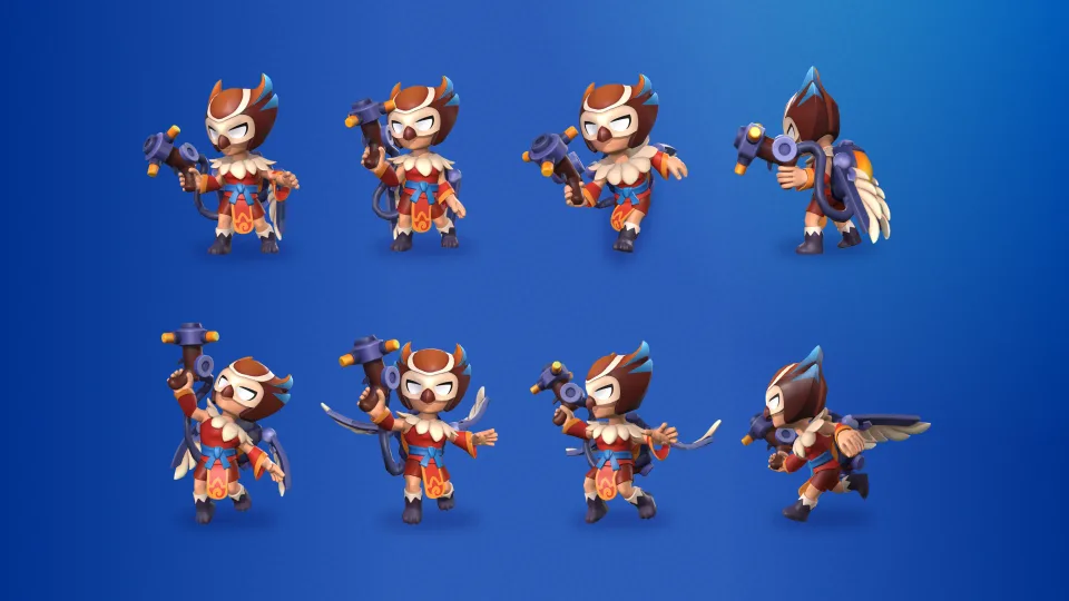 Multiple animation poses for the legendary brawler Voron.