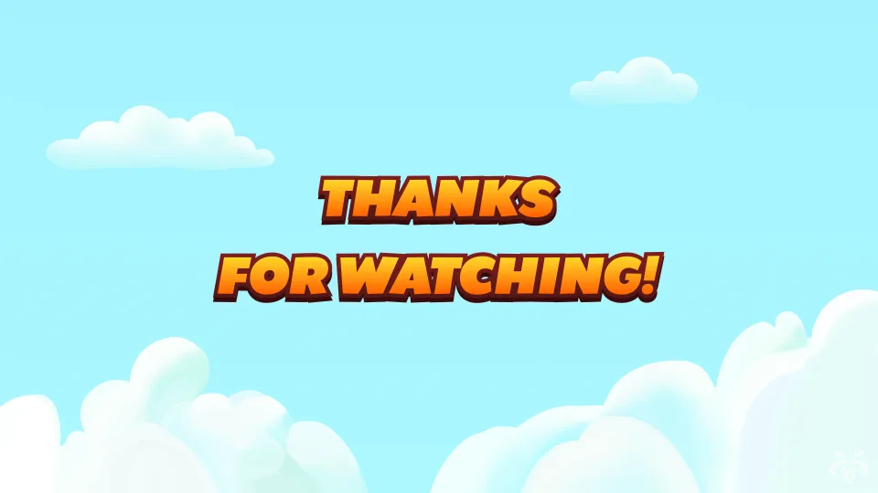 Thanks for watching message on sky background screen