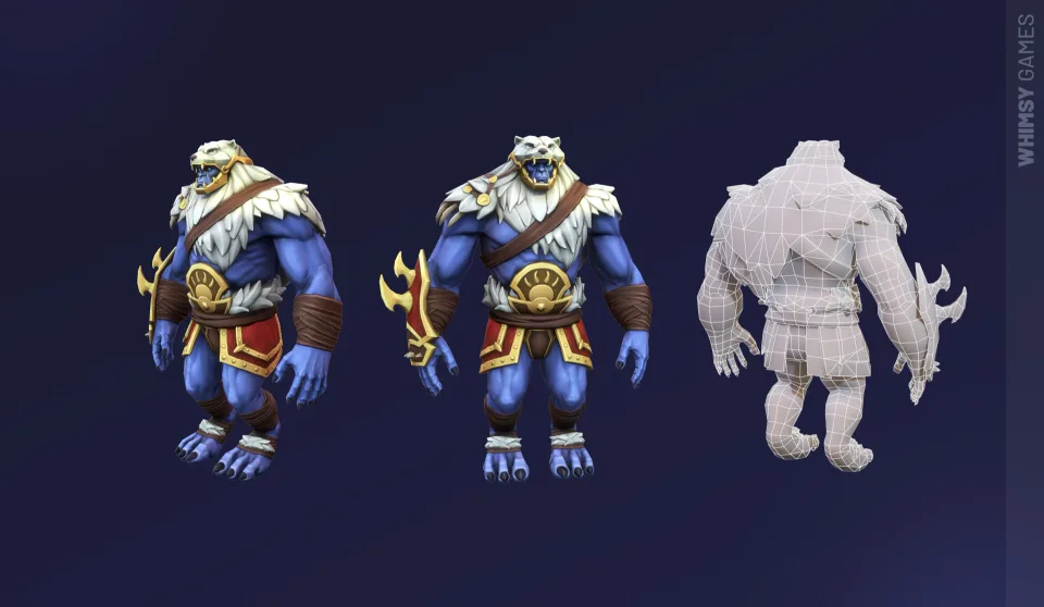 Wild Rage lion warrior character model full body views