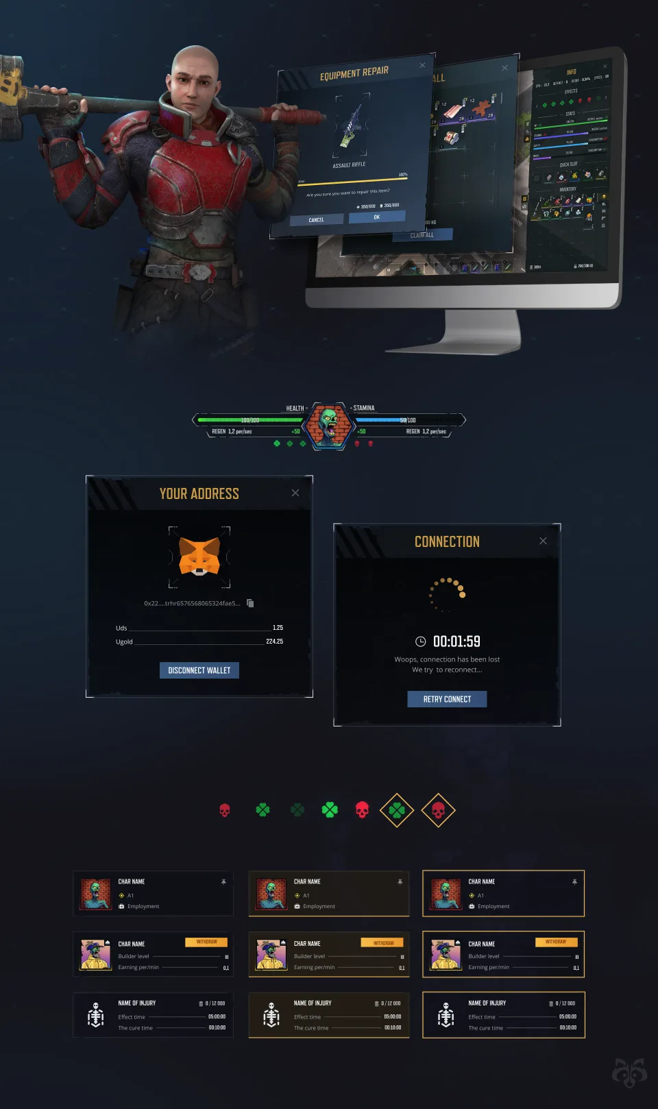 Wild Rage UI UX game interface dashboard screens