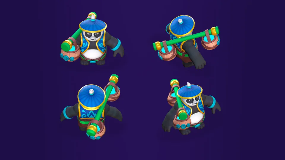 3D character model of Panda skin in Brawl Stars.
