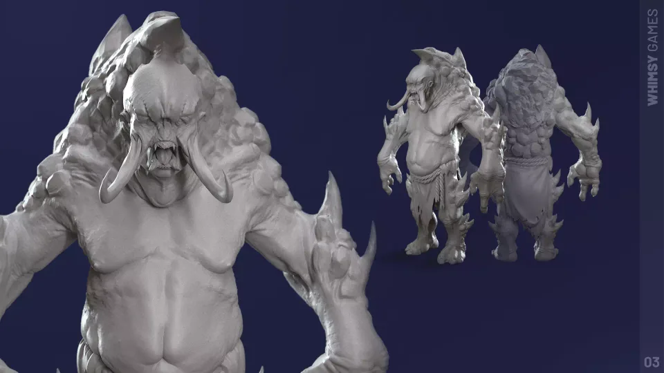 Wild Rage monster character sculpt model front back