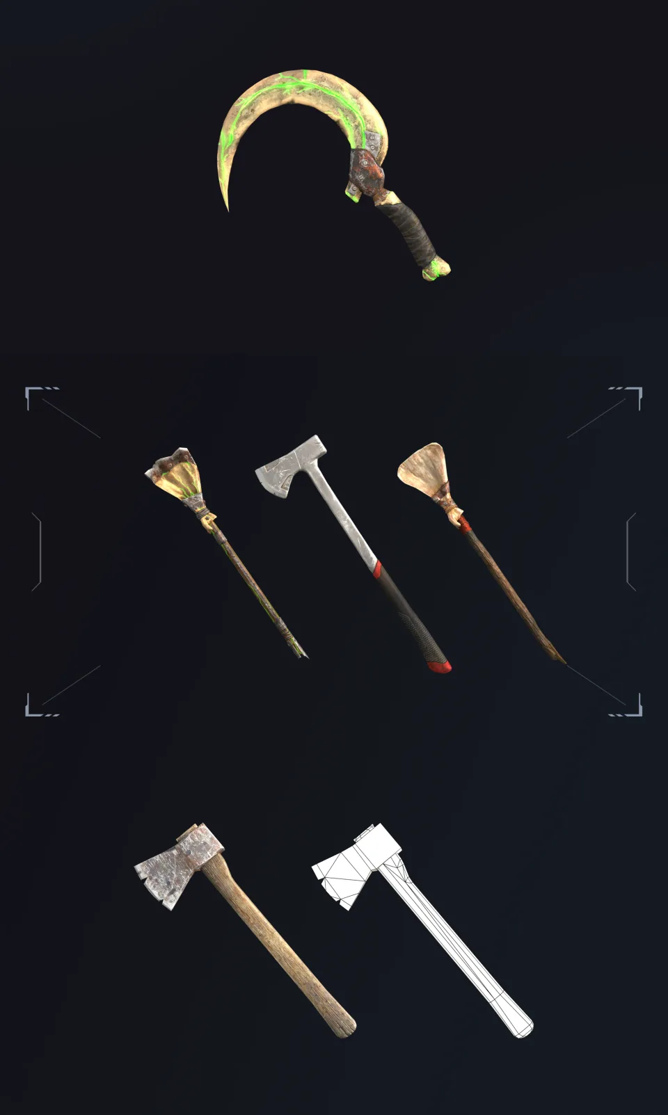Wild Rage tools sickle axes hammers game models